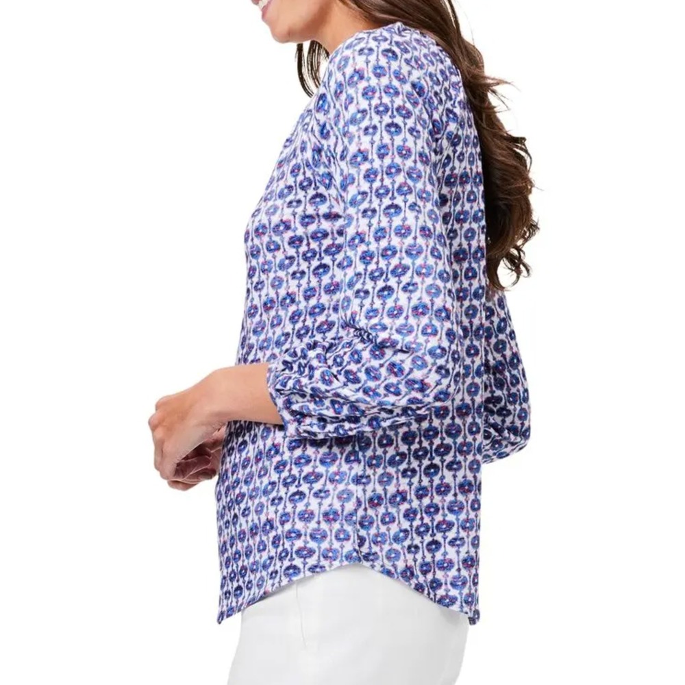 Nic+Zoe NZT Mixed Medallion Split Neck Top Size 2X Soft Boho Office Casual